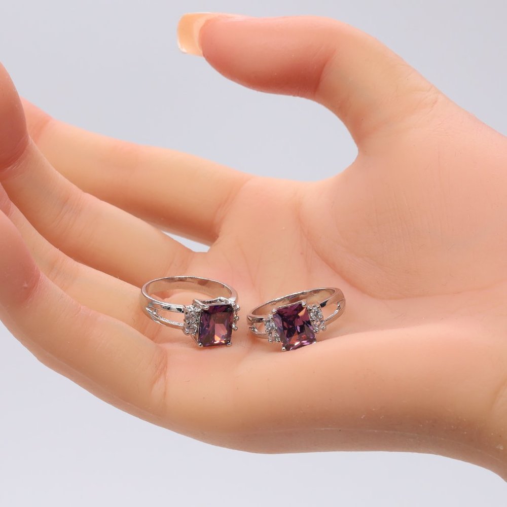Amethyst with silver and CZ on side. - Picture 5 of 8